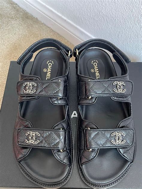 chanel 2 strap sandals|authentic chanel sandals.